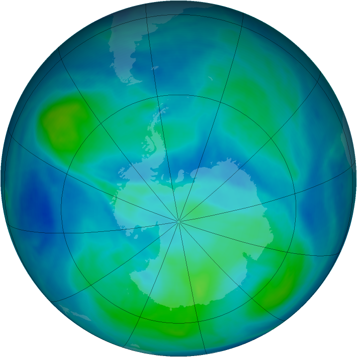 Antarctic ozone map for 26 February 2008